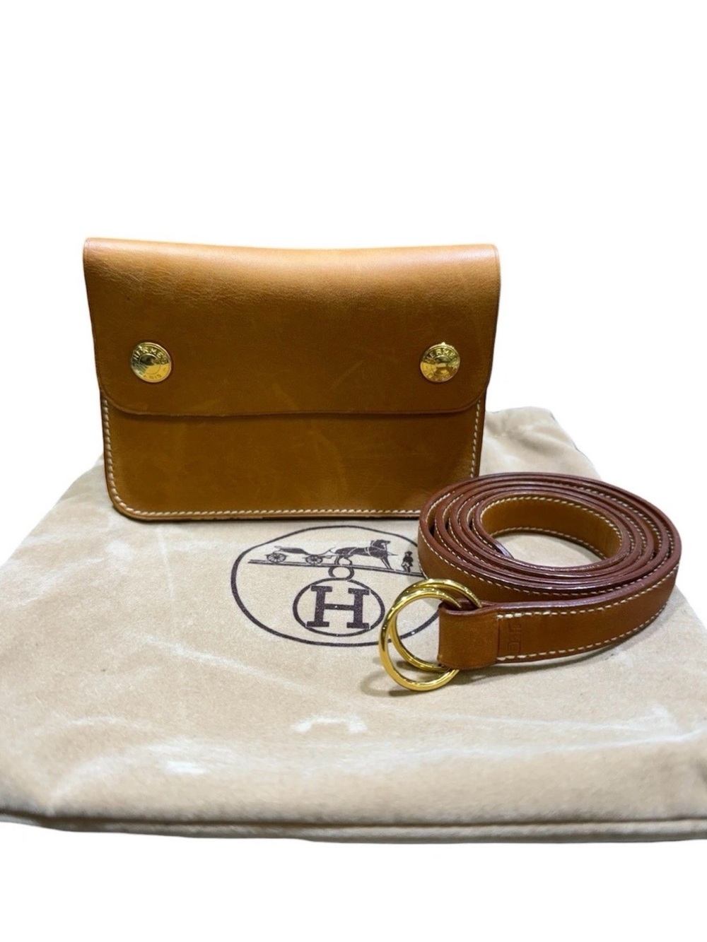 Hermes 2002 Sac Pochette Ceinture Floride Barenia Leather Bag Clutch on Belt